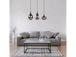 Trio Leuchten Pendelleuchte LUMINA 3 Flammig Glas Chrom Verspiegelt & Rauchglas Optik -Lamp Geschaft pendelleuchte lumina 3 flammig glas chrom verspieg 4