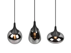 Trio Leuchten Pendelleuchte LUMINA 3 Flammig Glas Chrom Verspiegelt & Rauchglas Optik -Lamp Geschaft pendelleuchte lumina 3 flammig glas chrom verspieg 5