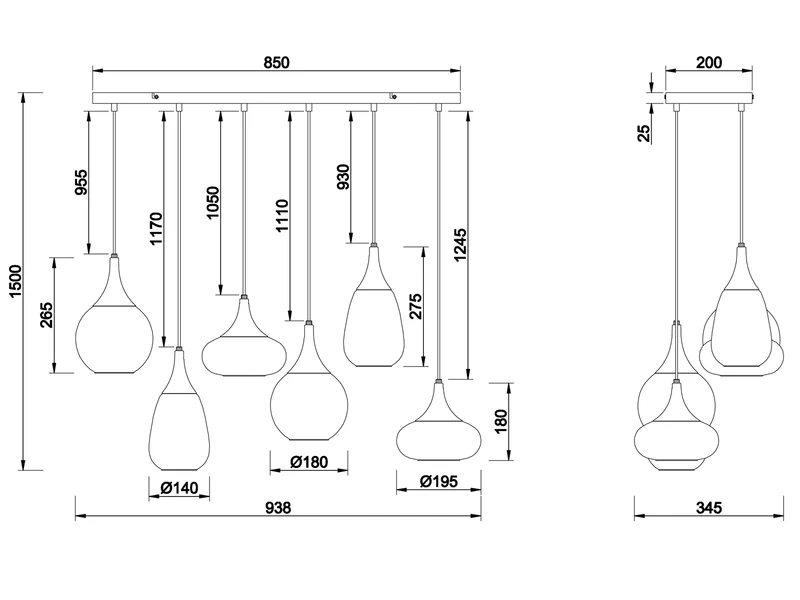 Trio Leuchten Pendelleuchte LUMINA 6 Flammig Glas Chrom Verspiegelt & Rauchglas Optik 6 Trio Leuchten Pendelleuchte LUMINA 6 Flammig Glas Chrom Verspiegelt & Rauchglas Optik – Bild 6