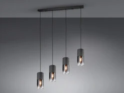 Trio Leuchten Pendelleuchte ROBIN 4-flammig Mit Rauchglas & Metall Schwarz 80cm Lang -Lamp Geschaft pendelleuchte robin 4 flammig mit rauchglas metall 2