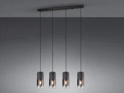 Trio Leuchten Pendelleuchte ROBIN 4-flammig Mit Rauchglas & Metall Schwarz 80cm Lang -Lamp Geschaft pendelleuchte robin 4 flammig mit rauchglas metall 4