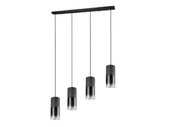 Trio Leuchten Pendelleuchte ROBIN 4-flammig Mit Rauchglas & Metall Schwarz 80cm Lang -Lamp Geschaft pendelleuchte robin 4 flammig mit rauchglas metall 5