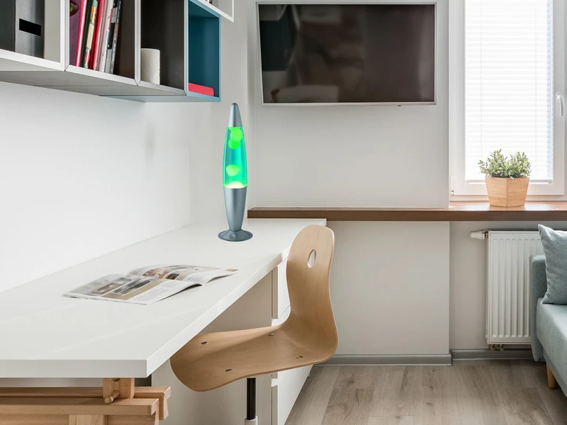 Reality Leuchten Raketen Lavalampe 90er Jahre Lichtsäule In Gelb,blau/Silber, Höhe 41cm Ø10cm 4 Reality Leuchten Raketen Lavalampe 90er Jahre Lichtsäule In Gelb,blau/Silber, Höhe 41cm Ø10cm – Bild 4