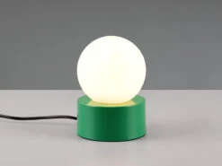 Reality Leuchten Retro Tischleuchte COUNTESS On-off Touch, Glaskugel Weiß, Grün Ø12cm