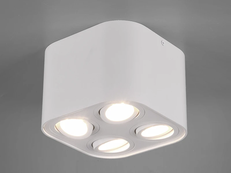 Trio Leuchten Runder Deckenstrahler COOKIE Mit Vier Schwenkbaren GU10 Spots, Weiß Matt 1 Trio Leuchten Runder Deckenstrahler COOKIE Mit Vier Schwenkbaren GU10 Spots, Weiß Matt