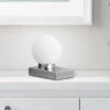Trio Leuchten Tischlampe DAVI II Glaskugel Weiß Sockel Silber - Touchfunktion, Ø 12cm
