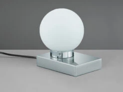 Trio Leuchten Tischlampe DAVI II Glaskugel Weiß Sockel Silber - Touchfunktion, Ø 12cm -Lamp Geschaft tischlampe davi ii glaskugel weiss sockel silber t 2