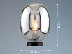 Fischer & Honsel Tischlampe NAYLA Industrial Mit Glaskugel Rauchglas - Höhe 27cm -Lamp Geschaft tischlampe nayla industrial mit glaskugel rauchgla 3
