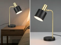 Reality Leuchten Tischleuchte ADAM Gold & Metallschirm Schwarz Höhe 44cm