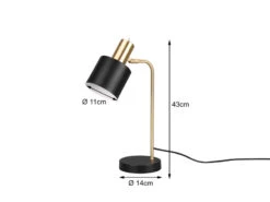 Reality Leuchten Tischleuchte ADAM Gold & Metallschirm Schwarz Höhe 44cm -Lamp Geschaft tischleuchte adam gold metallschirm schwarz hoehe 1 4