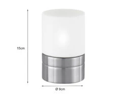 Trio Leuchten Tischleuchte ARY II Glaszylinder Weiß Sockel Silber - Touchfunktion, Ø 9cm -Lamp Geschaft tischleuchte ary ii glaszylinder weiss sockel silb 3