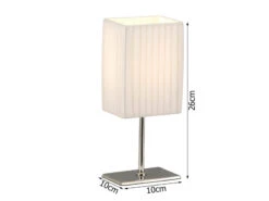 Globo Tischleuchte BAILEY Silber Chrom Mit Plissee Stoffschirm Weiß, Höhe 26cm -Lamp Geschaft tischleuchte bailey silber chrom mit plissee stoff 2