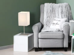 Globo Tischleuchte BAILEY Silber Chrom Mit Plissee Stoffschirm Weiß, Höhe 26cm -Lamp Geschaft tischleuchte bailey silber chrom mit plissee stoff 3