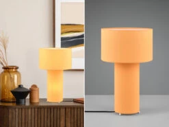 Trio Leuchten Tischleuchte BALE Korpus Und Lampenschirm Stoff Illuminate Gelb, Höhe 40cm