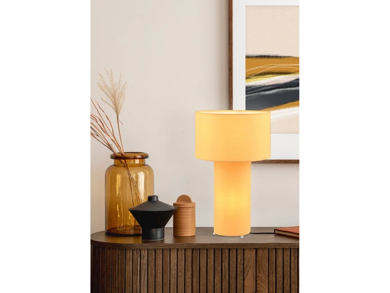 Trio Leuchten Tischleuchte BALE Korpus Und Lampenschirm Stoff Illuminate Gelb, Höhe 40cm 7 Trio Leuchten Tischleuchte BALE Korpus Und Lampenschirm Stoff Illuminate Gelb, Höhe 40cm – Bild 7