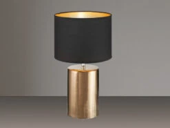 Fischer & Honsel Tischleuchte BRONZ Mit Keramikfuß & Stoffschirm Schwarz Innen Gold, 43cm Groß 8 Fischer & Honsel Tischleuchte BRONZ Mit Keramikfuß & Stoffschirm Schwarz Innen Gold, 43cm Groß -Lamp Geschaft tischleuchte bronz mit keramikfuss stoffschirm sch 2