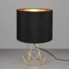 MeineWunschleuchte Tischleuchte LAUREA Mit Gitterkorpus Und Stoffschirm, Schwarz Gold