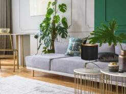 MeineWunschleuchte Tischleuchte LAUREA Mit Gitterkorpus Und Stoffschirm, Schwarz Gold -Lamp Geschaft tischleuchte laurea mit gitterkorpus und stoffschi 9