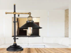 Globo Tischleuchte LENIUS Mit Schwenkbarem Metallschirm Schwarz Höhe 45,5cm 8 Globo Tischleuchte LENIUS Mit Schwenkbarem Metallschirm Schwarz Höhe 45,5cm -Lamp Geschaft tischleuchte lenius mit schwenkbarem metallschirm 1 2