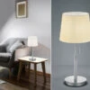 Trio Leuchten Tischleuchte LYON Silber Mit Stoffschirm Weiß, Höhe 45-56cm Verstellbar