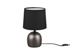 Reality Leuchten Tischleuchte MALU Mit Keramikfuß Silber & Stoffschirm Schwarz, Höhe 26cm -Lamp Geschaft tischleuchte malu mit keramikfuss silber stoffschi 4