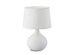 Reality Leuchten Tischleuchte MARTIN Keramik Mit Stoff Lampenschirm Weiß, Höhe 29cm