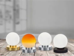 Reality Leuchten Tischleuchte PRINZ II, Glasschirm Weiß Sockel Schwarz - Touchfunktion, Ø12cm -Lamp Geschaft tischleuchte prinz ii glasschirm weiss sockel schw 5