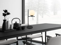 Trio Leuchten Tischleuchte PURE In Schwarz Matt Mit Kugel Lampenschirm Aus Glas In Weiß -Lamp Geschaft tischleuchte pure in schwarz matt mit kugel lampen 4