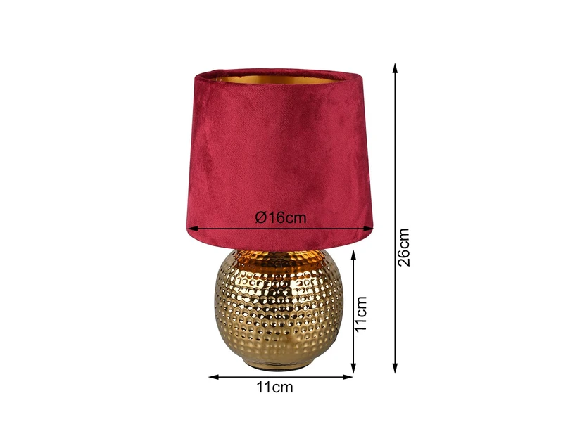 Reality Leuchten Tischleuchte SOPHIA Mit Keramikfuß & Samtschirm Rot - Gold, Höhe 26cm 4 Reality Leuchten Tischleuchte SOPHIA Mit Keramikfuß & Samtschirm Rot - Gold, Höhe 26cm – Bild 4