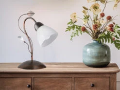 Trio Leuchten Tischleuchte TRADITIO Im Antik Look Rost Mit Blätter Motiv, Höhe 32cm