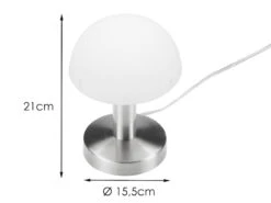 MeineWunschleuchte Tischleuchte WARIN Mit Glasschirm Opal Weiß, über Touch Dimmbar, Höhe 21cm -Lamp Geschaft tischleuchte warin mit glasschirm opal weiss ueber 3