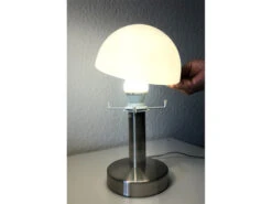 MeineWunschleuchte Tischleuchte WARIN Mit Glasschirm Opal Weiß, über Touch Dimmbar, Höhe 21cm -Lamp Geschaft tischleuchte warin mit glasschirm opal weiss ueber 4