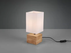 Reality Leuchten Tischleuchte WOODY Holzfuß Mit Stoffschirm In Weiß 12x12cm Höhe 30cm -Lamp Geschaft tischleuchte woody holzfuss mit stoffschirm in wei 10