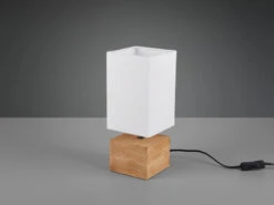 Reality Leuchten Tischleuchte WOODY Holzfuß Mit Stoffschirm In Weiß 12x12cm Höhe 30cm -Lamp Geschaft tischleuchte woody holzfuss mit stoffschirm in wei 11