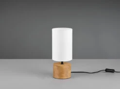 Reality Leuchten Tischleuchte WOODY Holzfuß Mit Stoffschirm In Weiß Ø12cm Höhe 30cm -Lamp Geschaft tischleuchte woody holzfuss mit stoffschirm in wei 3