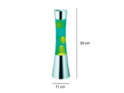 Reality Leuchten Trendige 90er Jahre Säulen Lavalampe Magma In Gelb, Blau/Chrom Höhe 39cm Ø11cm -Lamp Geschaft trendige 90er jahre saeulen lavalampe magma in gel 2