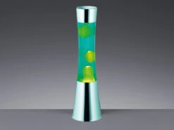 Reality Leuchten Trendige 90er Jahre Säulen Lavalampe Magma In Gelb, Blau/Chrom Höhe 39cm Ø11cm