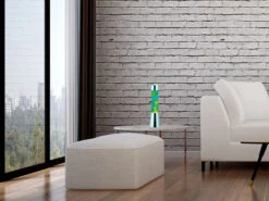 Reality Leuchten Trendige 90er Jahre Säulen Lavalampe Magma In Gelb, Blau/Chrom Höhe 39cm Ø11cm -Lamp Geschaft trendige 90er jahre saeulen lavalampe magma in gel 3