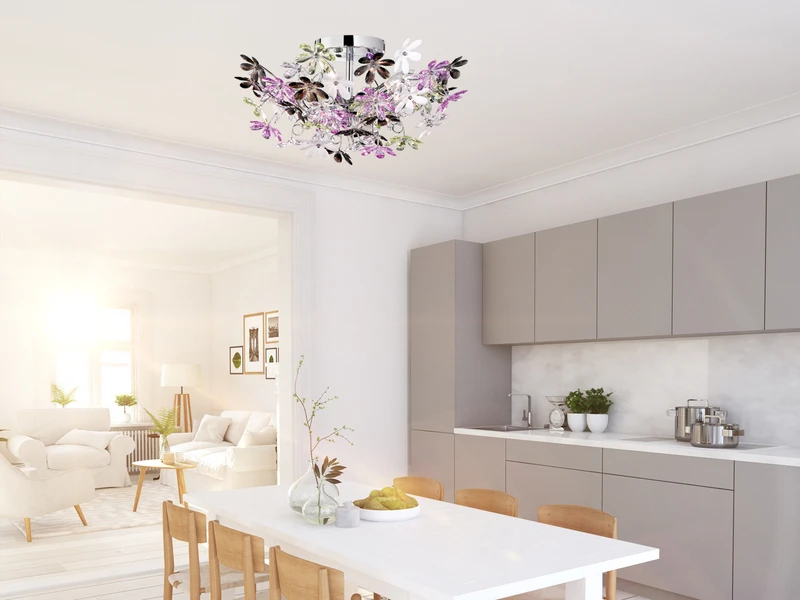 Reality Leuchten Verspielte Deckenleuchte FLOWER Ø51cm Im Floralen Design - Chrom Multicolor 4 Reality Leuchten Verspielte Deckenleuchte FLOWER Ø51cm Im Floralen Design - Chrom Multicolor – Bild 4
