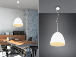 Reality Leuchten Vintage Pendelleuchte TILDA Einflammig, Metall Weiß, Rund Ø 40cm